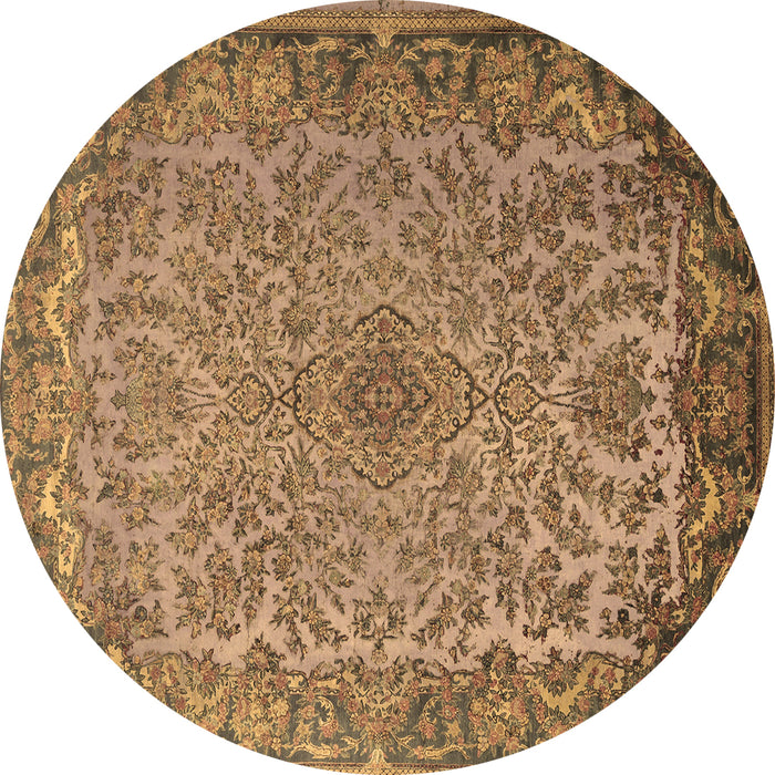 Round Medallion Brown Traditional Rug, tr1056brn