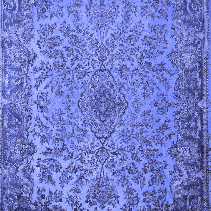 Machine Washable Medallion Blue Traditional Rug, wshtr1056blu