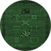 Round Persian Emerald Green Traditional Rug, tr1057emgrn