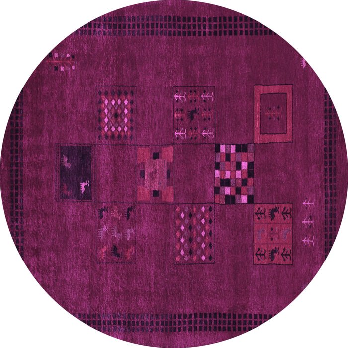 Round Machine Washable Persian Purple Traditional Area Rugs, wshtr1057pur