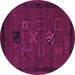 Round Machine Washable Persian Purple Traditional Area Rugs, wshtr1057pur