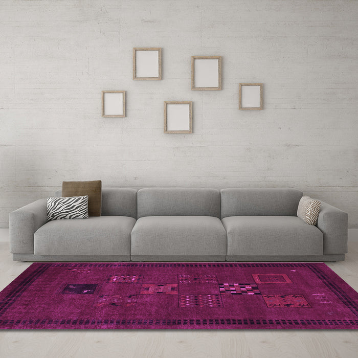 Machine Washable Persian Purple Traditional Area Rugs in a Living Room, wshtr1057pur