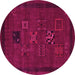 Round Machine Washable Persian Pink Traditional Rug, wshtr1057pnk