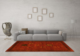 Machine Washable Persian Yellow Traditional Rug in a Living Room, wshtr1057yw