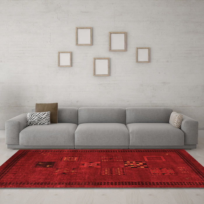 Machine Washable Persian Orange Traditional Area Rugs in a Living Room, wshtr1057org