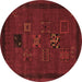 Round Persian Brown Traditional Rug, tr1057brn