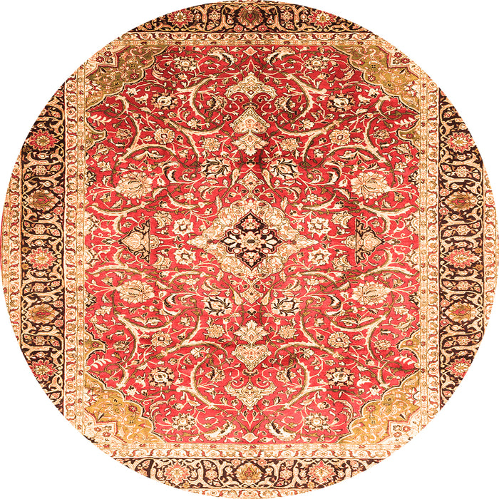 Square Medallion Orange Traditional Rug, tr1058org