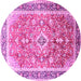 Round Medallion Pink Traditional Rug, tr1058pnk