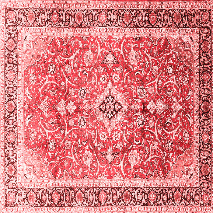 Machine Washable Medallion Red Traditional Rug, wshtr1058red