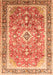 Serging Thickness of Machine Washable Medallion Orange Traditional Area Rugs, wshtr1058org