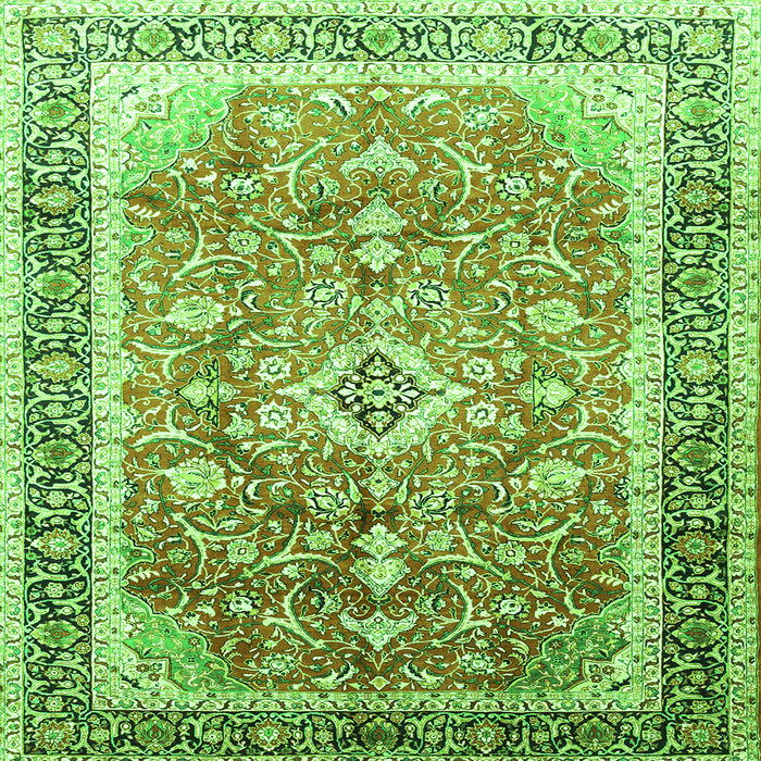 Round Machine Washable Medallion Green Traditional Area Rugs, wshtr1058grn