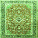 Round Machine Washable Medallion Green Traditional Area Rugs, wshtr1058grn