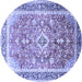 Round Medallion Blue Traditional Rug, tr1058blu