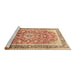 Sideview of Machine Washable Medallion Brown Traditional Rug, wshtr1058brn