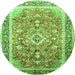 Square Medallion Green Traditional Rug, tr1058grn