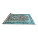 Sideview of Machine Washable Medallion Light Blue Traditional Rug, wshtr1058lblu