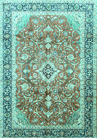 Medallion Turquoise Traditional Rug, tr1058turq