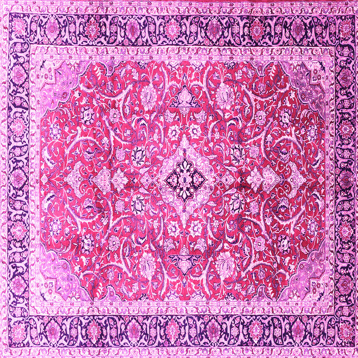 Square Machine Washable Medallion Pink Traditional Rug, wshtr1058pnk