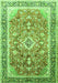 Serging Thickness of Machine Washable Medallion Green Traditional Area Rugs, wshtr1058grn