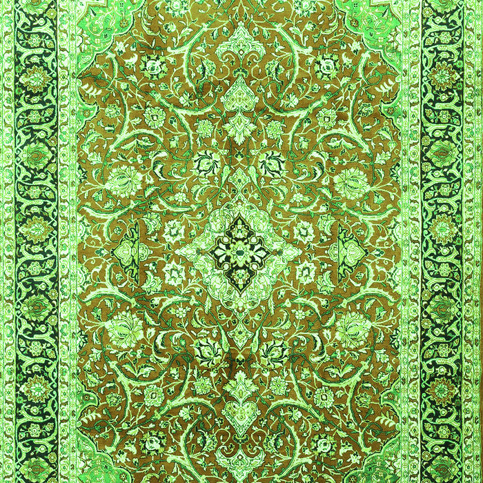 Serging Thickness of Machine Washable Medallion Green Traditional Area Rugs, wshtr1058grn