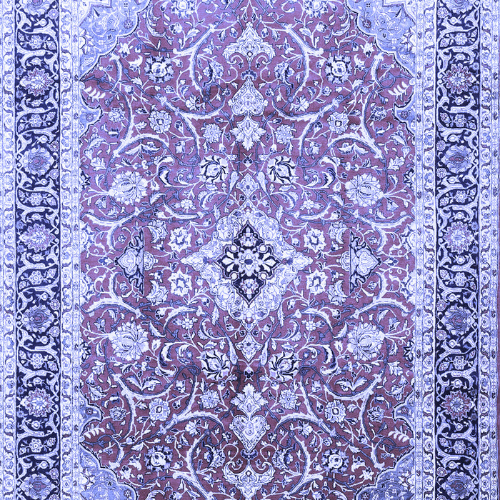 Machine Washable Medallion Blue Traditional Rug, wshtr1058blu