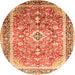 Machine Washable Medallion Orange Traditional Area Rugs, wshtr1058org