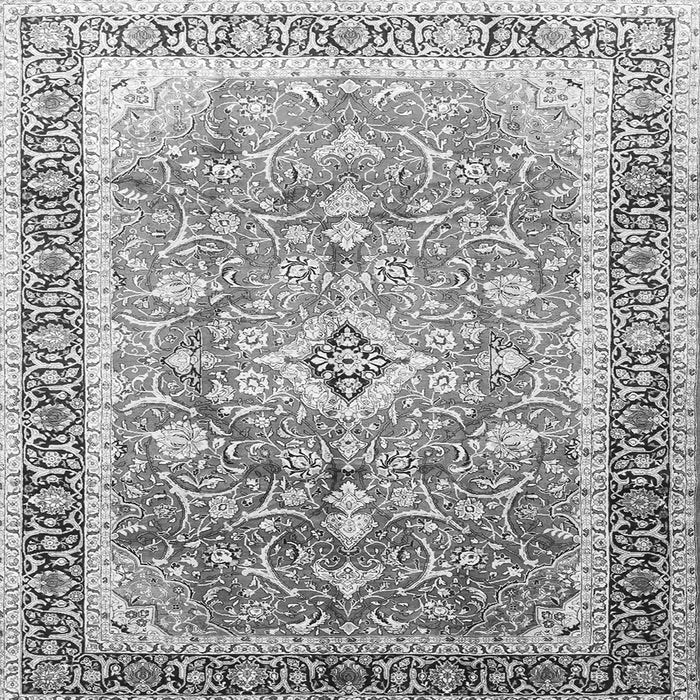 Round Machine Washable Medallion Gray Traditional Rug, wshtr1058gry