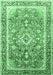 Machine Washable Medallion Emerald Green Traditional Area Rugs, wshtr1058emgrn