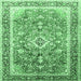 Square Medallion Emerald Green Traditional Rug, tr1058emgrn
