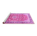 Sideview of Machine Washable Medallion Pink Traditional Rug, wshtr1058pnk