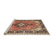 Sideview of Machine Washable Traditional Saffron Red Rug, wshtr1059