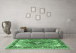 Machine Washable Persian Emerald Green Traditional Area Rugs in a Living Room,, wshtr1059emgrn