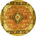 Round Persian Yellow Traditional Rug, tr1059yw