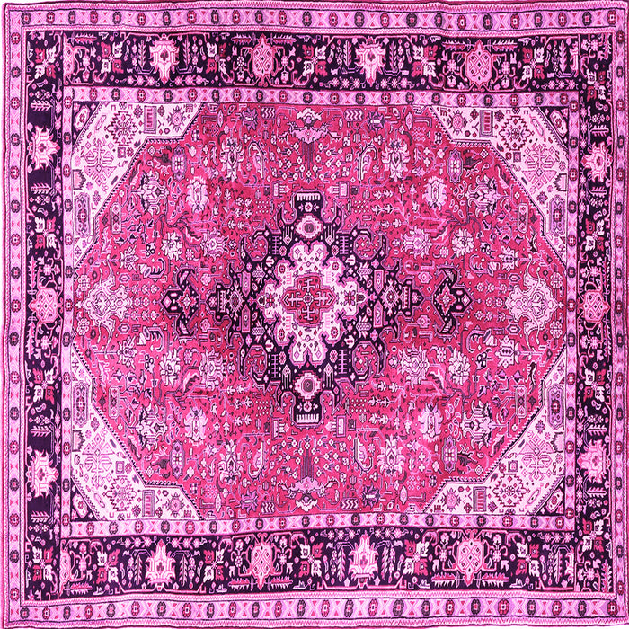 Square Machine Washable Persian Pink Traditional Rug, wshtr1059pnk