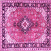 Square Machine Washable Persian Pink Traditional Rug, wshtr1059pnk