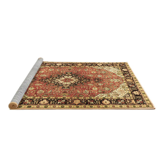 Sideview of Machine Washable Persian Brown Traditional Rug, wshtr1059brn