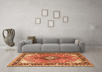 Machine Washable Persian Orange Traditional Rug, wshtr1059org