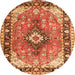 Square Persian Orange Traditional Rug, tr1059org