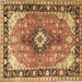 Square Machine Washable Persian Brown Traditional Rug, wshtr1059brn