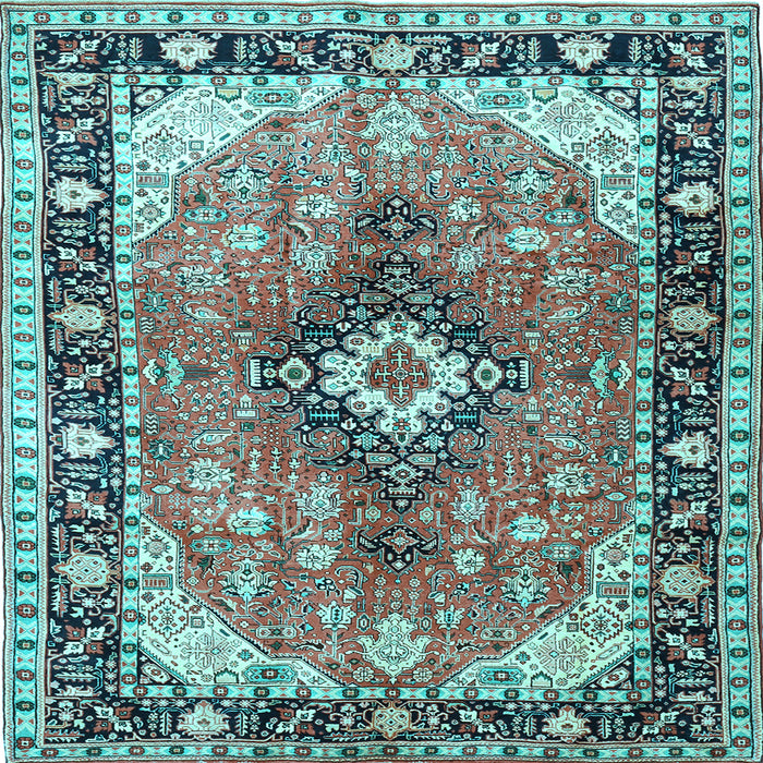 Square Machine Washable Persian Light Blue Traditional Rug, wshtr1059lblu