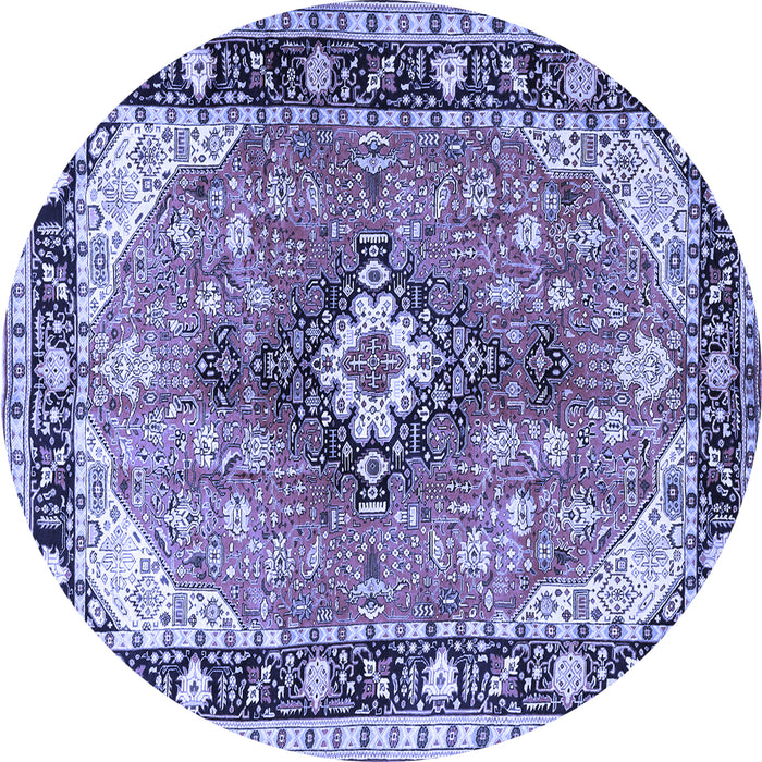 Round Persian Blue Traditional Rug, tr1059blu