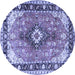 Round Persian Blue Traditional Rug, tr1059blu