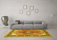 Machine Washable Persian Yellow Traditional Rug, wshtr1059yw