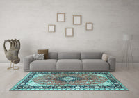 Machine Washable Persian Light Blue Traditional Rug, wshtr1059lblu