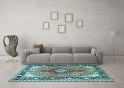Machine Washable Persian Light Blue Traditional Rug in a Living Room, wshtr1059lblu