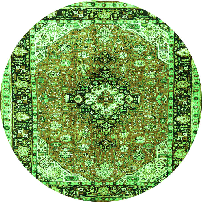 Square Persian Green Traditional Rug, tr1059grn