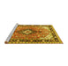 Sideview of Machine Washable Persian Yellow Traditional Rug, wshtr1059yw