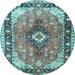 Round Persian Light Blue Traditional Rug, tr1059lblu