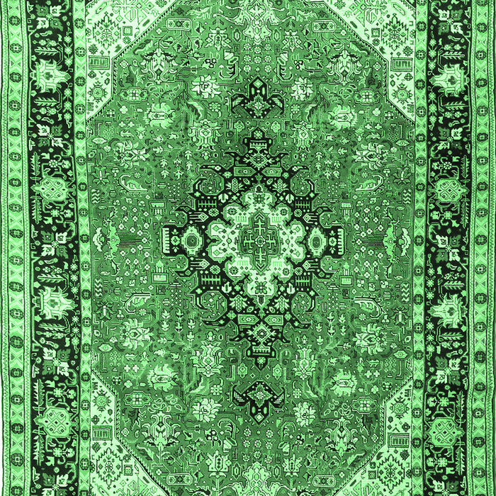 Machine Washable Persian Emerald Green Traditional Area Rugs, wshtr1059emgrn