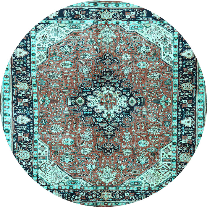 Round Machine Washable Persian Light Blue Traditional Rug, wshtr1059lblu